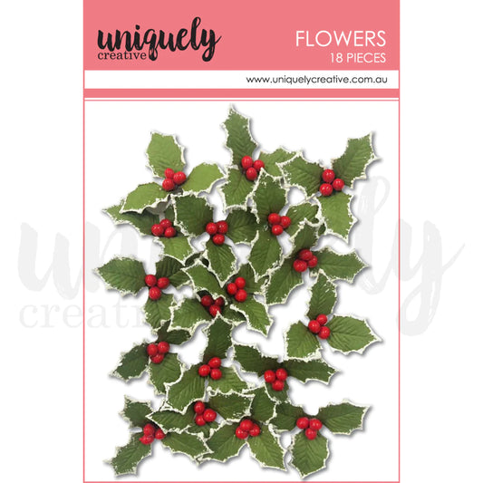 CHRISTMAS HOLLY FLOWERS MINI 6 X PACK - UNIQUELY CREATIVE