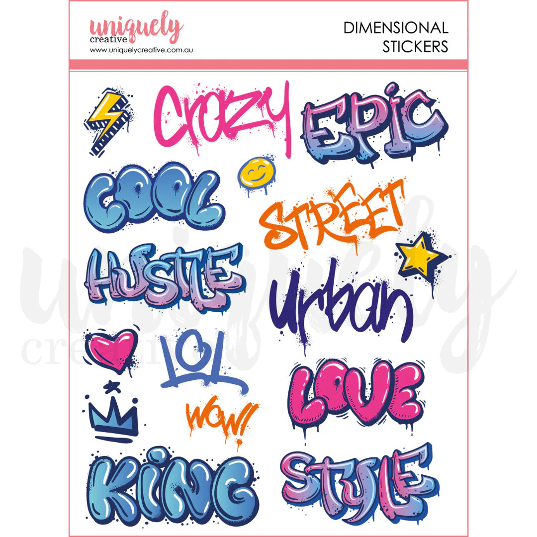 DIMENSIONAL STICKERS - STEAMPUNK GRAFFITI - BY UNIQUELY CREATIVE