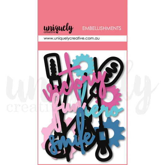 STEAMPUNK GRAFFITI ACRYLIC EMBELLISHMENT PACK BY UNIQUELY CREATIVE