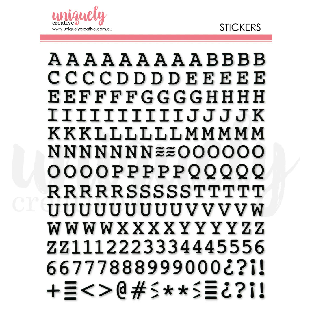 BLACK PUFFY UPPERCASE STICKERS PACK BY UNIQUELY CREATIVE