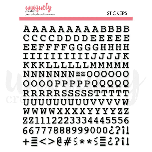 BLACK PUFFY UPPERCASE STICKERS PACK BY UNIQUELY CREATIVE