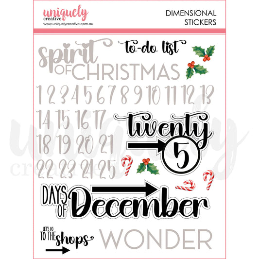 DOCUMENTING DECEMBER DIMENSIONAL STICKERS BY UNIQUELY CREATIVE