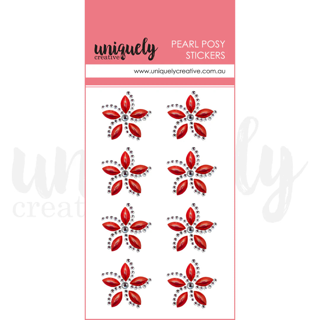 PEARL POSY STICKER PACK BY UNIQUELY CREATIVE - CHRISTMAS RED
