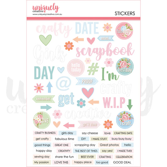 PATCHWORK ROSES PUFFY STICKERS PACK BY UNIQUELY CREATIVE