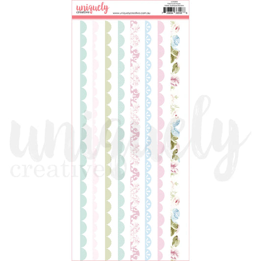 PATCHWORK ROSES FABRIC SCALLOPED BORDERS STICKERS PACK BY UNIQUELY CREATIVE