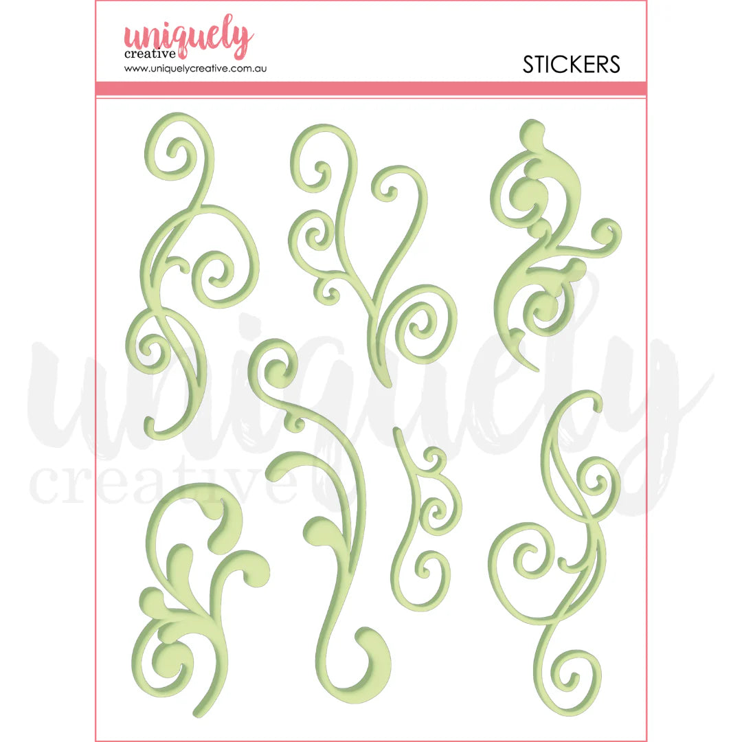 GREEN FLOURISH PUFFY STICKERS PACK BY UNIQUELY CREATIVE