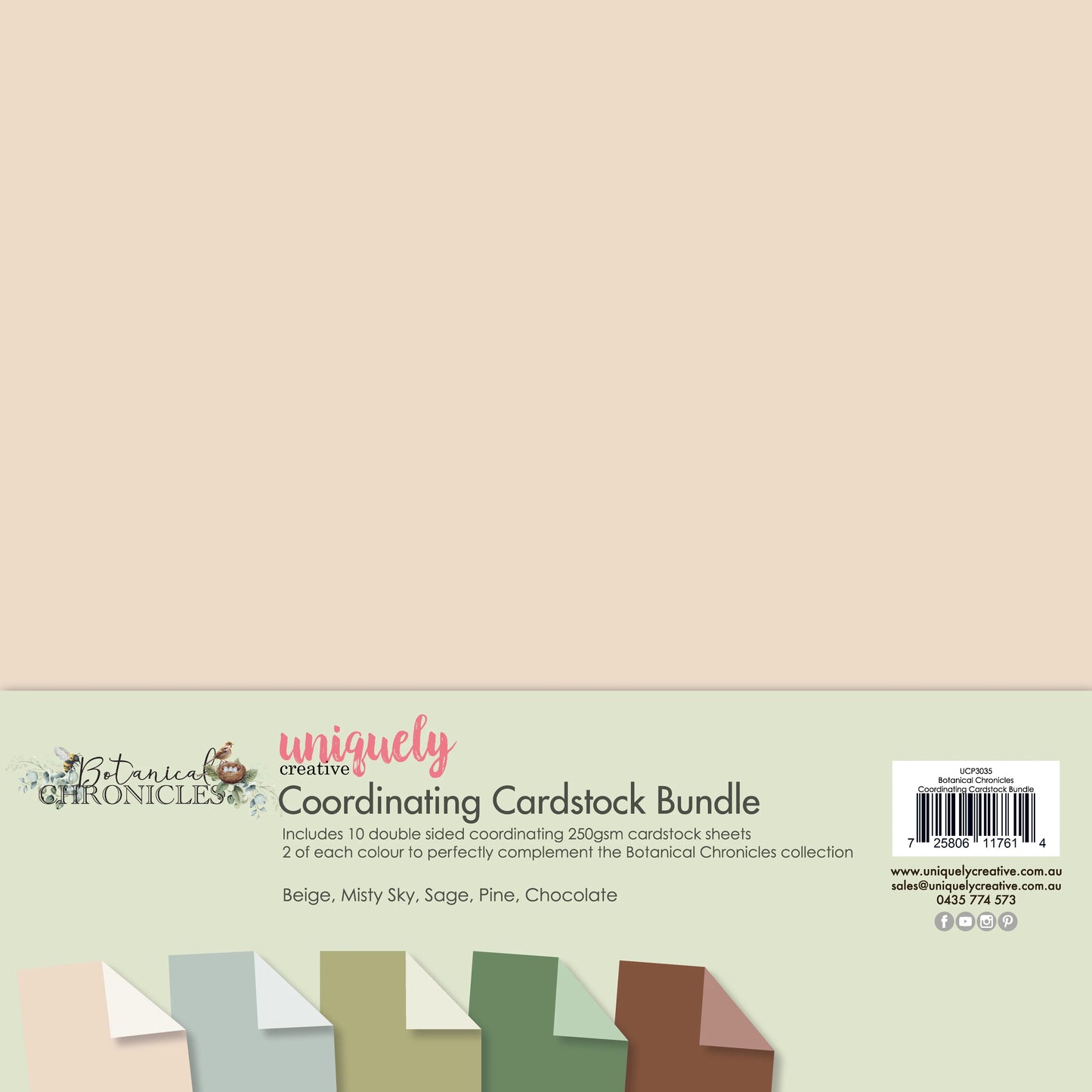 BOTANICAL CHRONICLES 12" x 12" CO-ORDINATING CARDSTOCK BUNDLE BY UNIQUELY CREATIVE