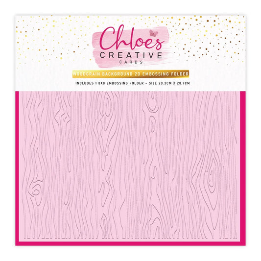 CHLOES CREATIVE CARDS WOODGRAIN BACKGROUND 8"x 8" 2D EMBOSSING FOLDER
