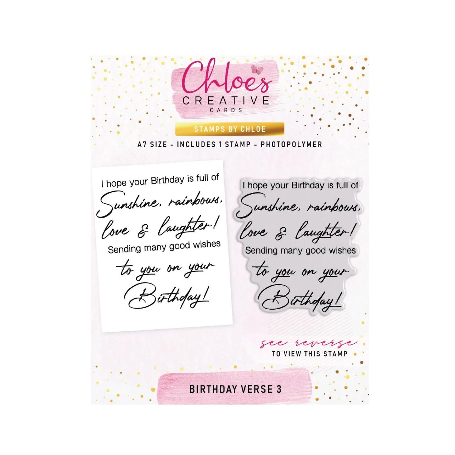 CHLOES CREATIVE CARDS BIRTHDAY VERSE 3 CLEAR PHOTOPOLYMER STAMP