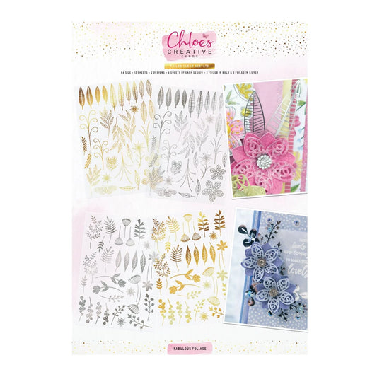 CHLOES CREATIVE CARDS - A4 DESIGNER FOILED CLEAR ACETATE MINI PACK -  FABULOUS FOLIAGE