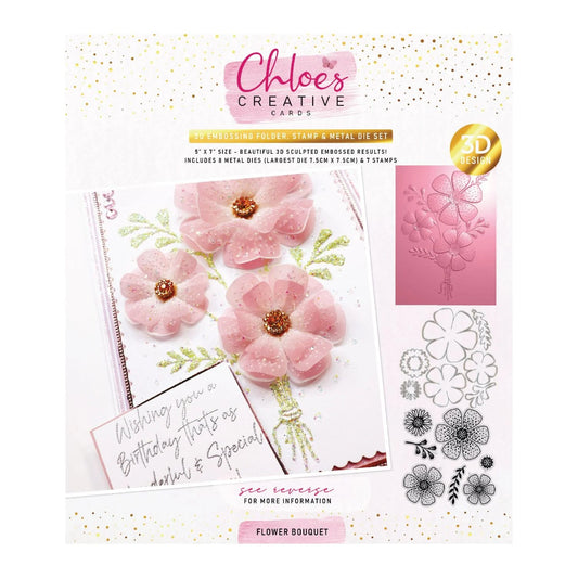 CHLOES CREATIVE CARDS 3D EMBOSSING FOLDER, STAMP AND METAL DIE SET - FLOWER BOUQUET