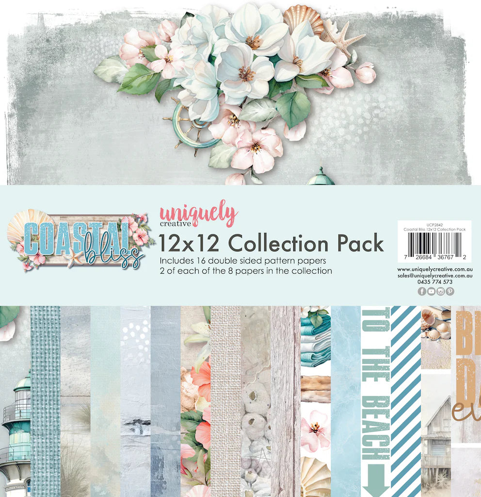 COASTAL BLISS 12" x 12" PAPER COLLECTION PACK BY UNIQUELY CREATIVE