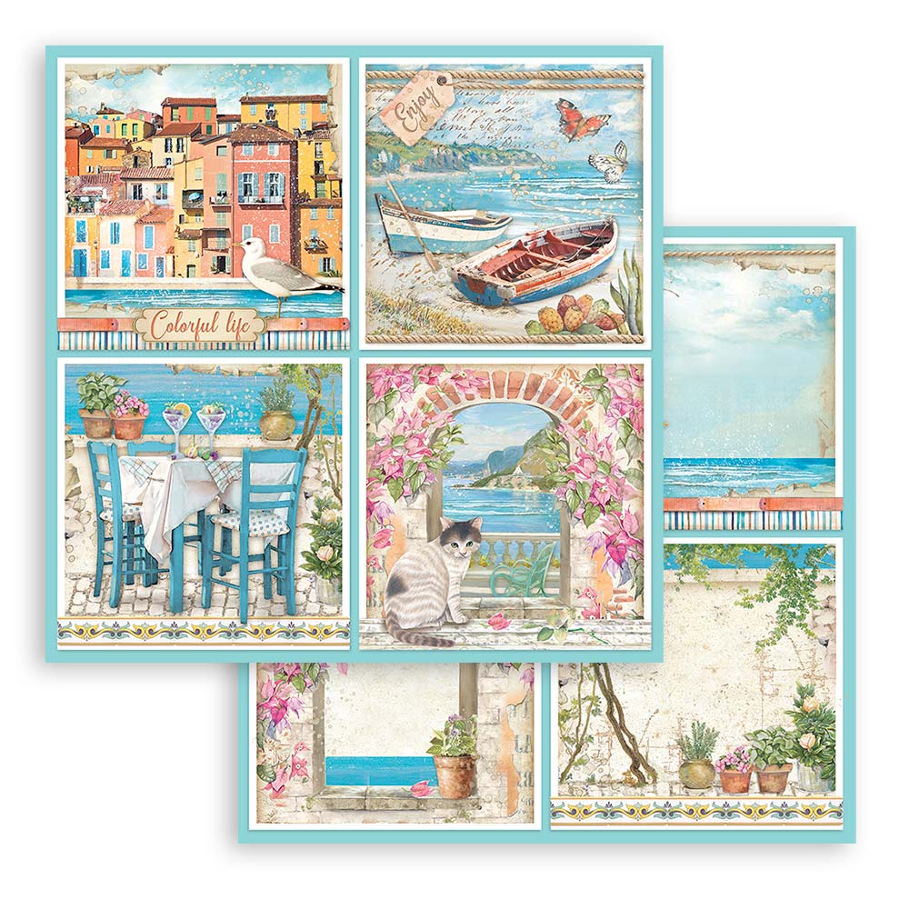 STAMPERIA DOUBLE SIDED 10 PAGE 12" X 12" PAPER PAD - BLUE DREAM