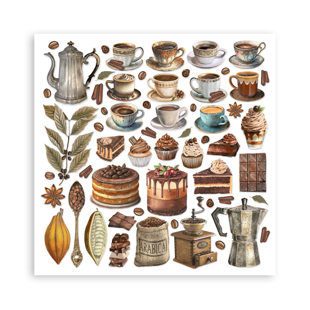 STAMPERIA DOUBLE SIDED 10 PAGE 12" X 12" PAPER PAD - COFFEE AND CHOCOLATE