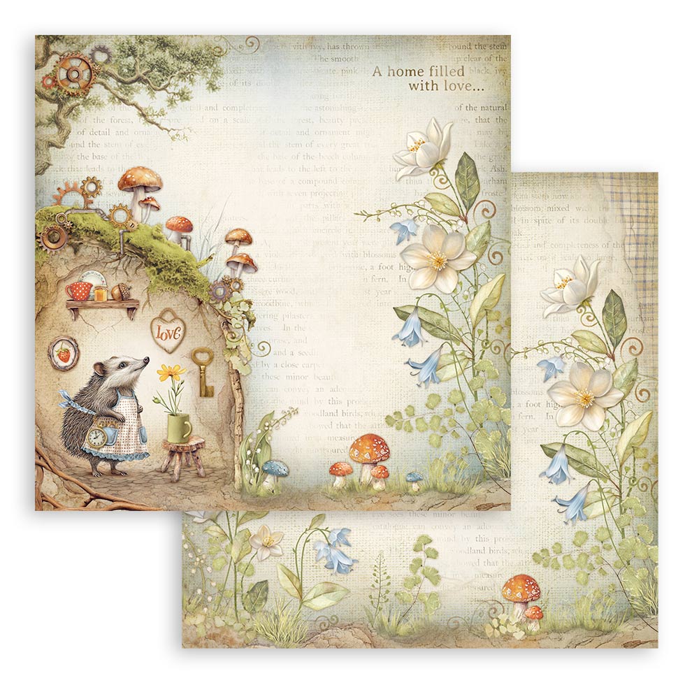 STAMPERIA DOUBLE SIDED 10 PAGE 12" X 12" PAPER PAD - HIDDEN GROVE