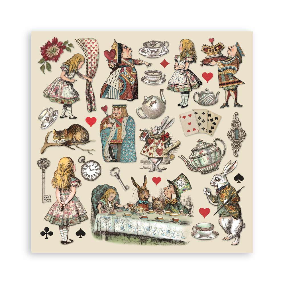 STAMPERIA DOUBLE SIDED 10 PAGE 12" X 12" PAPER PAD - ALICE IN WONDERLAND