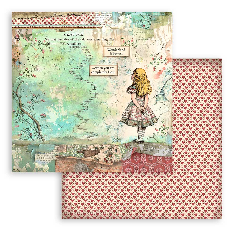 STAMPERIA DOUBLE SIDED 10 PAGE 12" X 12" PAPER PAD - ALICE IN WONDERLAND