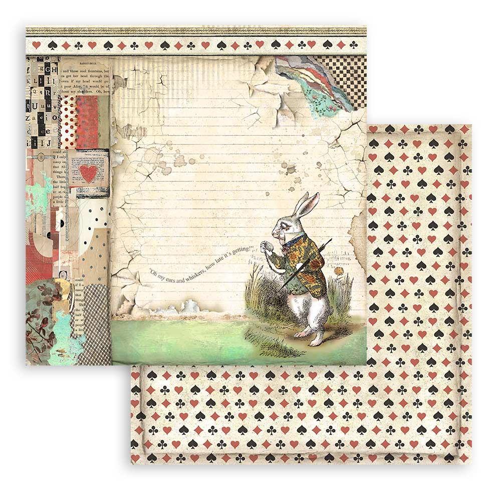 STAMPERIA DOUBLE SIDED 10 PAGE 12" X 12" PAPER PAD - ALICE IN WONDERLAND