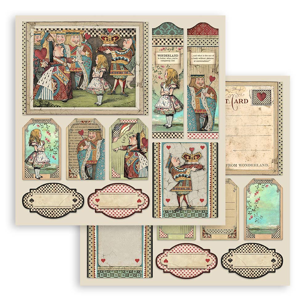 STAMPERIA DOUBLE SIDED 10 PAGE 12" X 12" PAPER PAD - ALICE IN WONDERLAND