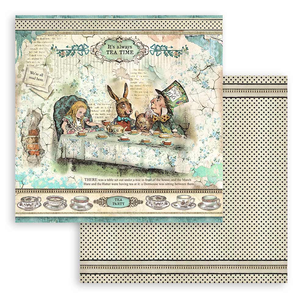 STAMPERIA DOUBLE SIDED 10 PAGE 12" X 12" PAPER PAD - ALICE IN WONDERLAND