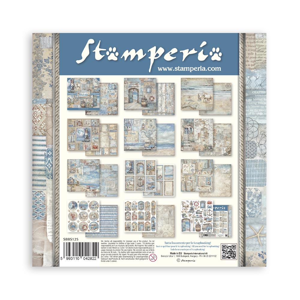 STAMPERIA 8" X 8" DOUBLE FACED PAPER PAD - SILENT SEA