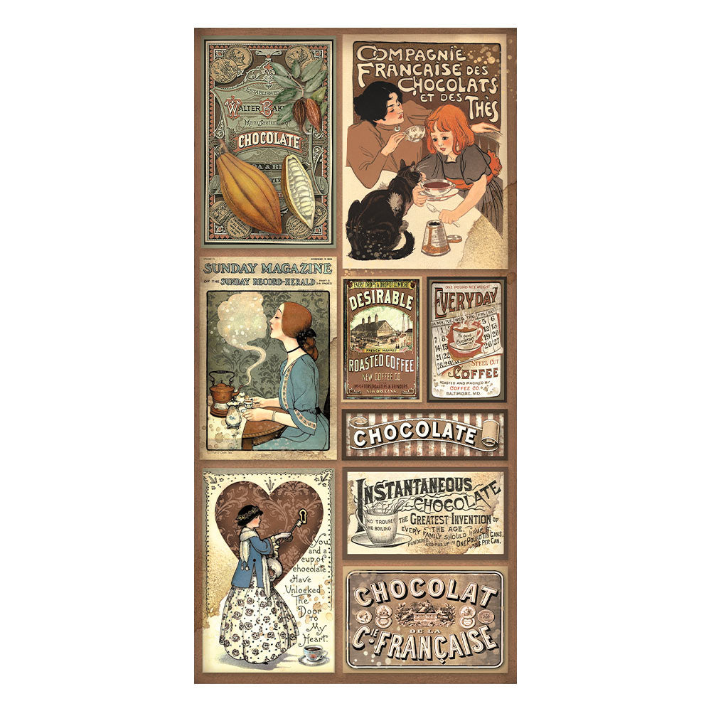 STAMPERIA DOUBLE SIDED 10 PAGE 12" X 6" COLLECTABLES PAD - COFFEE AND CHOCOLATE
