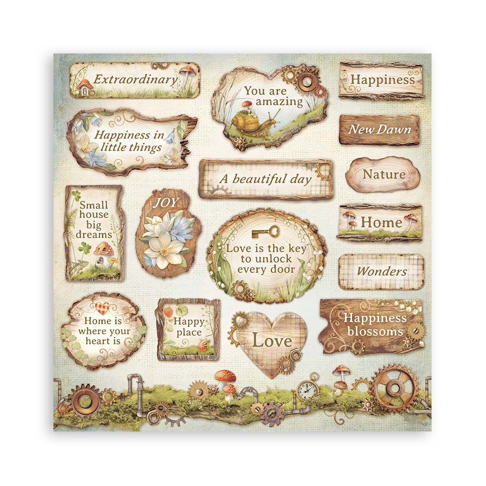 STAMPERIA SINGLE SIDED 22 PAGE 12" X 12" MAXI PAPER PAD - HIDDEN GROVE
