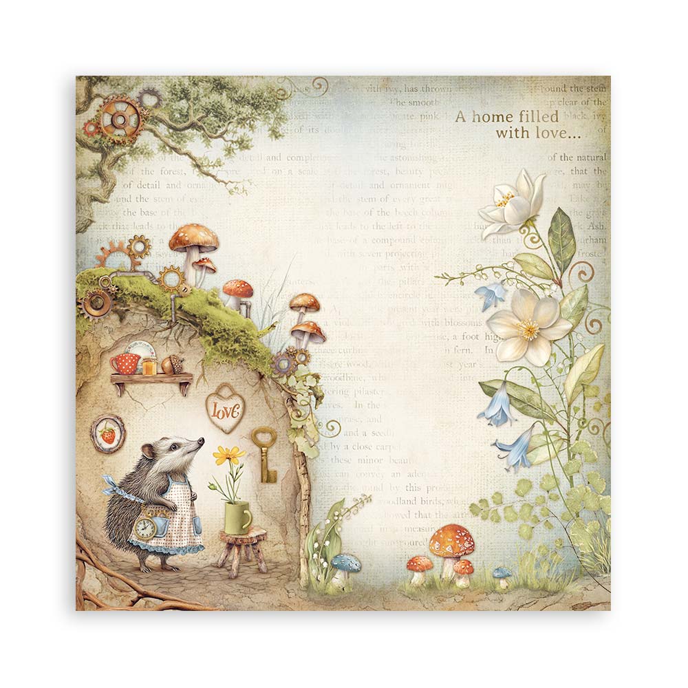 STAMPERIA SINGLE SIDED 22 PAGE 12" X 12" MAXI PAPER PAD - HIDDEN GROVE