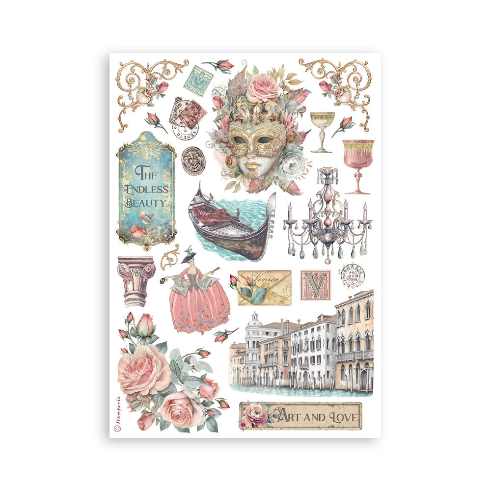 STAMPERIA ADHESIVE WASHI TAPE 8 SHEET PACK - VENICE CITY OF ART