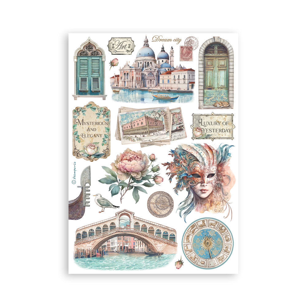 STAMPERIA ADHESIVE WASHI TAPE 8 SHEET PACK - VENICE CITY OF ART