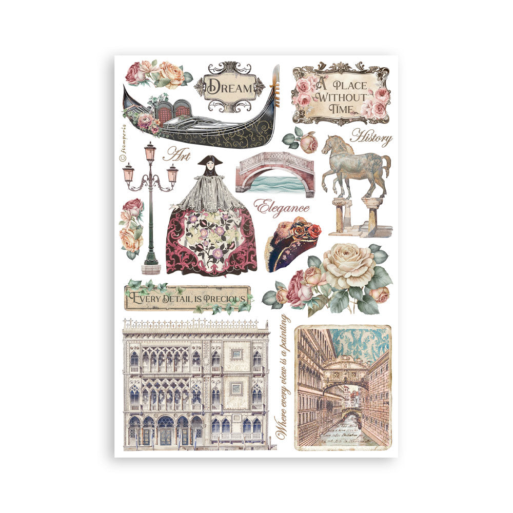 STAMPERIA ADHESIVE WASHI TAPE 8 SHEET PACK - VENICE CITY OF ART