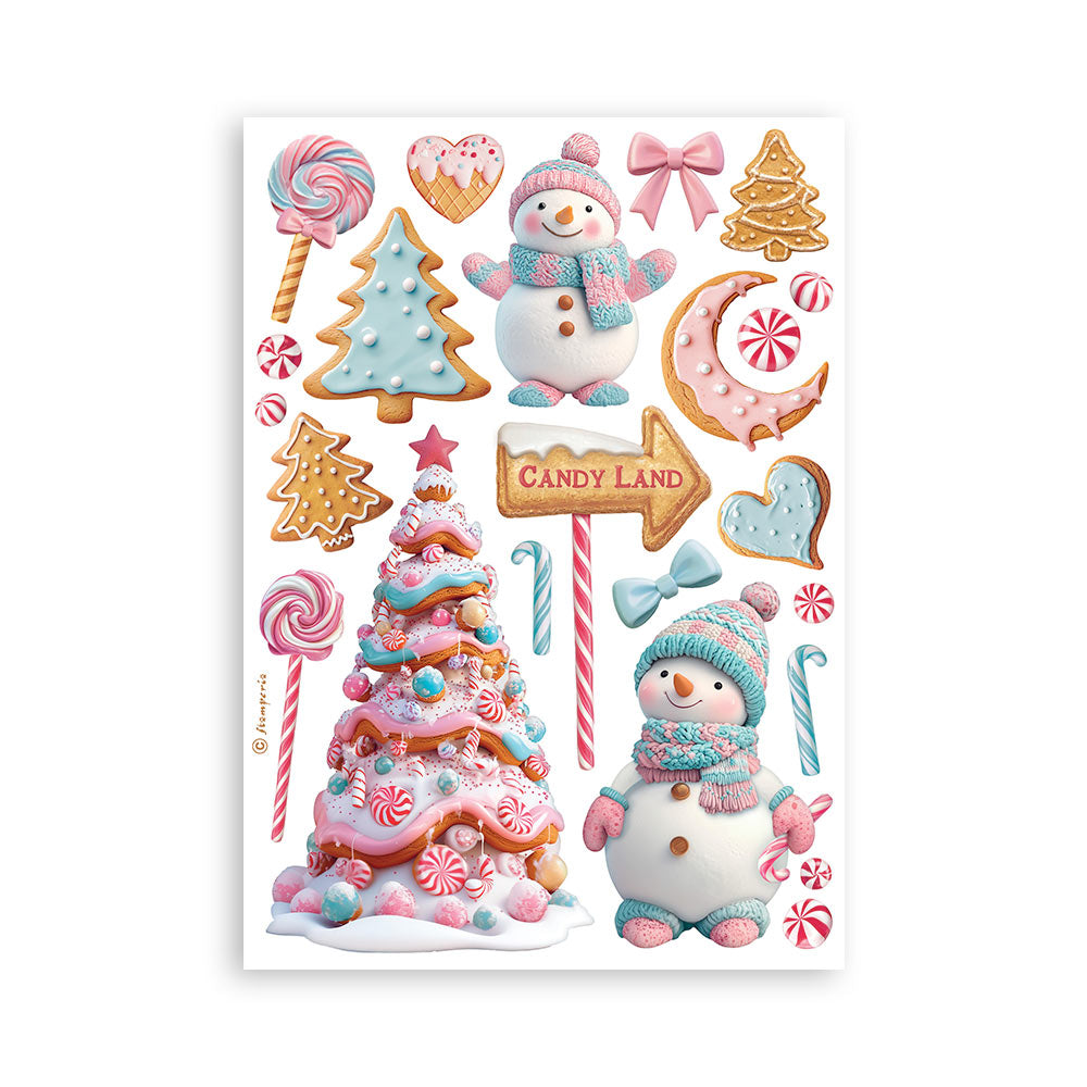 STAMPERIA ADHESIVE WASHI SHEETS 8 PK - CANDY CHRISTMAS