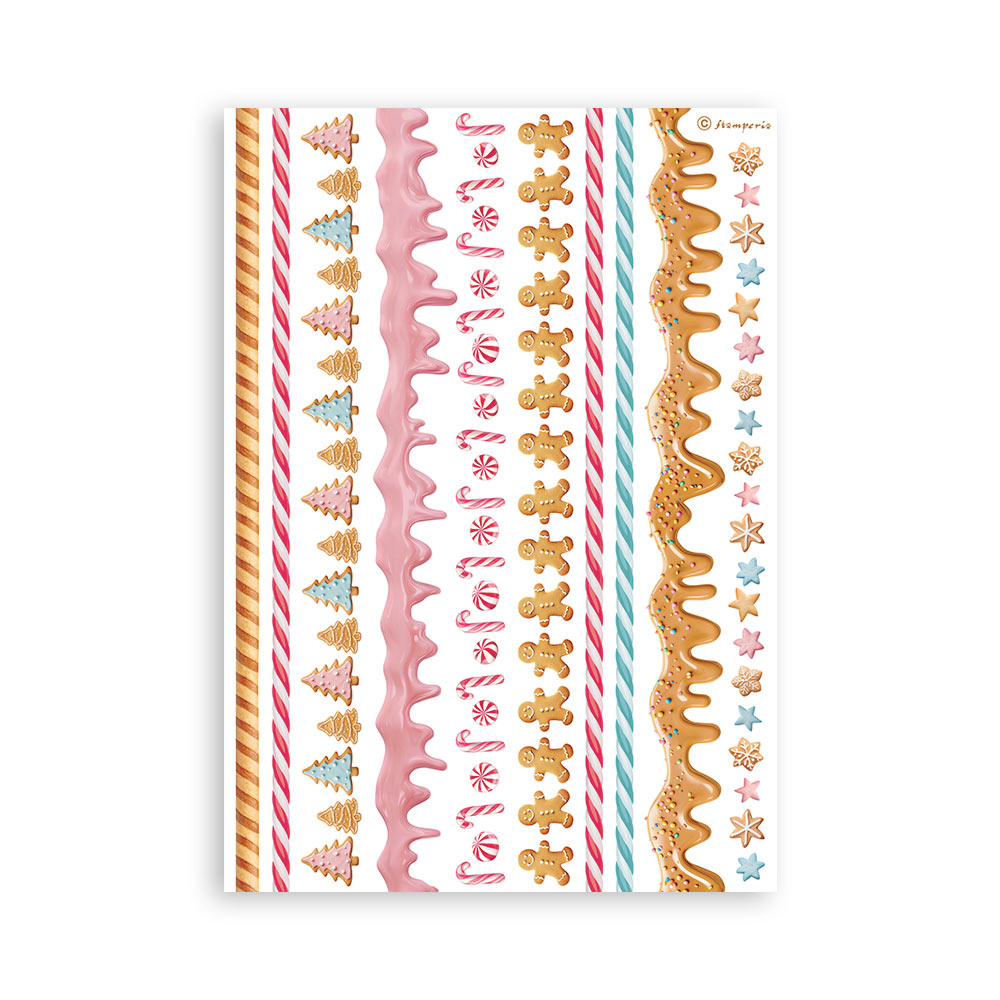 STAMPERIA ADHESIVE WASHI SHEETS 8 PK - CANDY CHRISTMAS