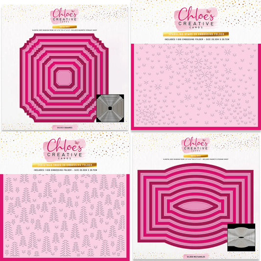 CHLOES CREATIVE CARDS GILDED CHRISTMAS EMBOSSING FOLDER/DIES - I NEED IT ALL BUNDLE