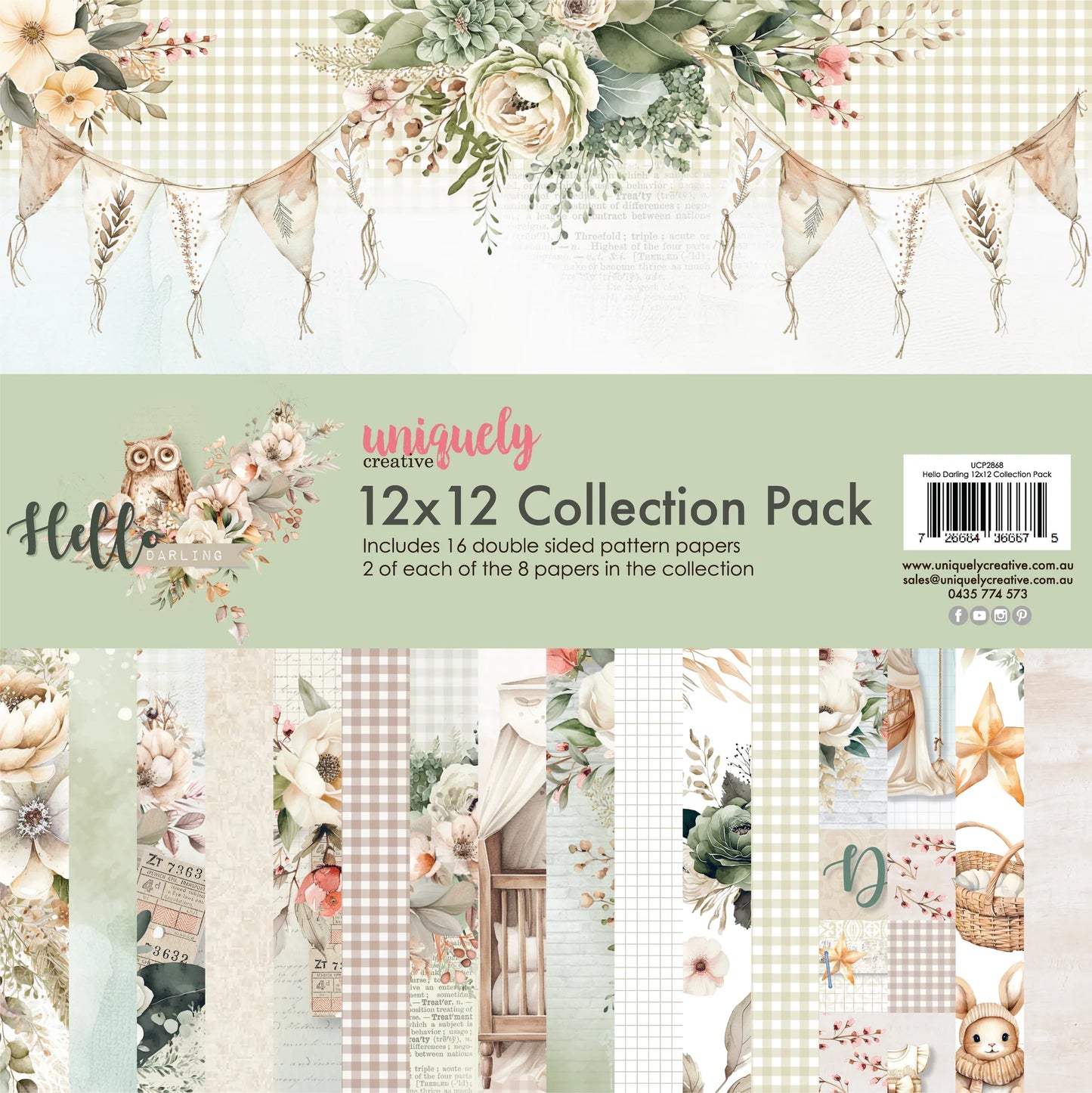 HELLO DARLING 12" x 12" PAPER COLLECTION PACK BY UNIQUELY CREATIVE