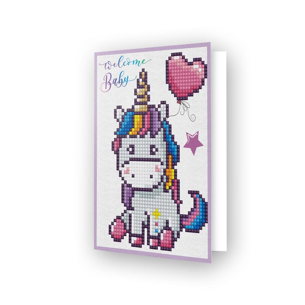DIAMOND DOTZ DIAMOND ART GREETING CARD KIT 5"X7" - WELCOME BABY DESIGN