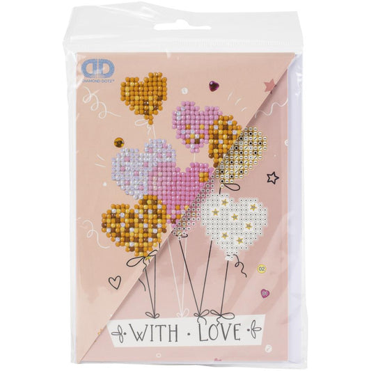 DIAMOND DOTZ DIAMOND ART GREETING CARD KIT 5"X7" - LOVE BALLOONS DESIGN