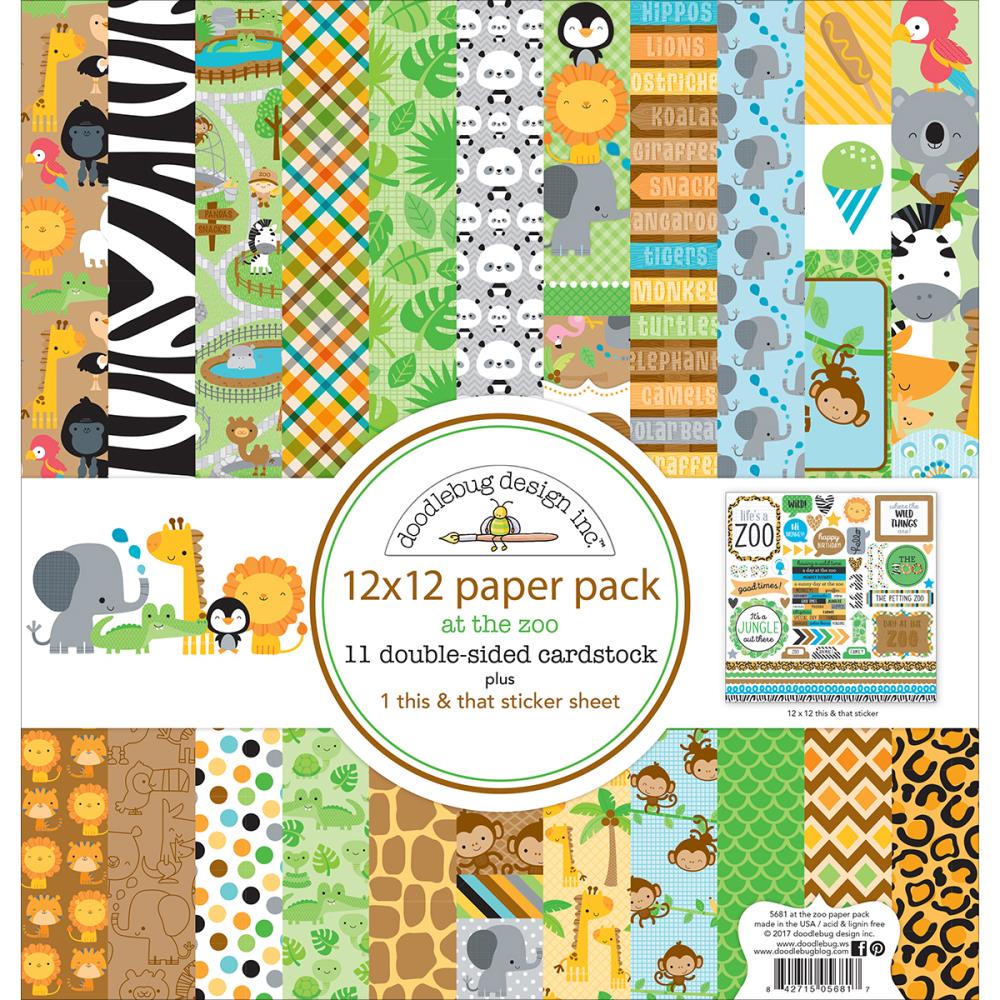 AT THE ZOO 12" X 12" COLLECTION PACK BY DOODLEBUG DESIGN INC
