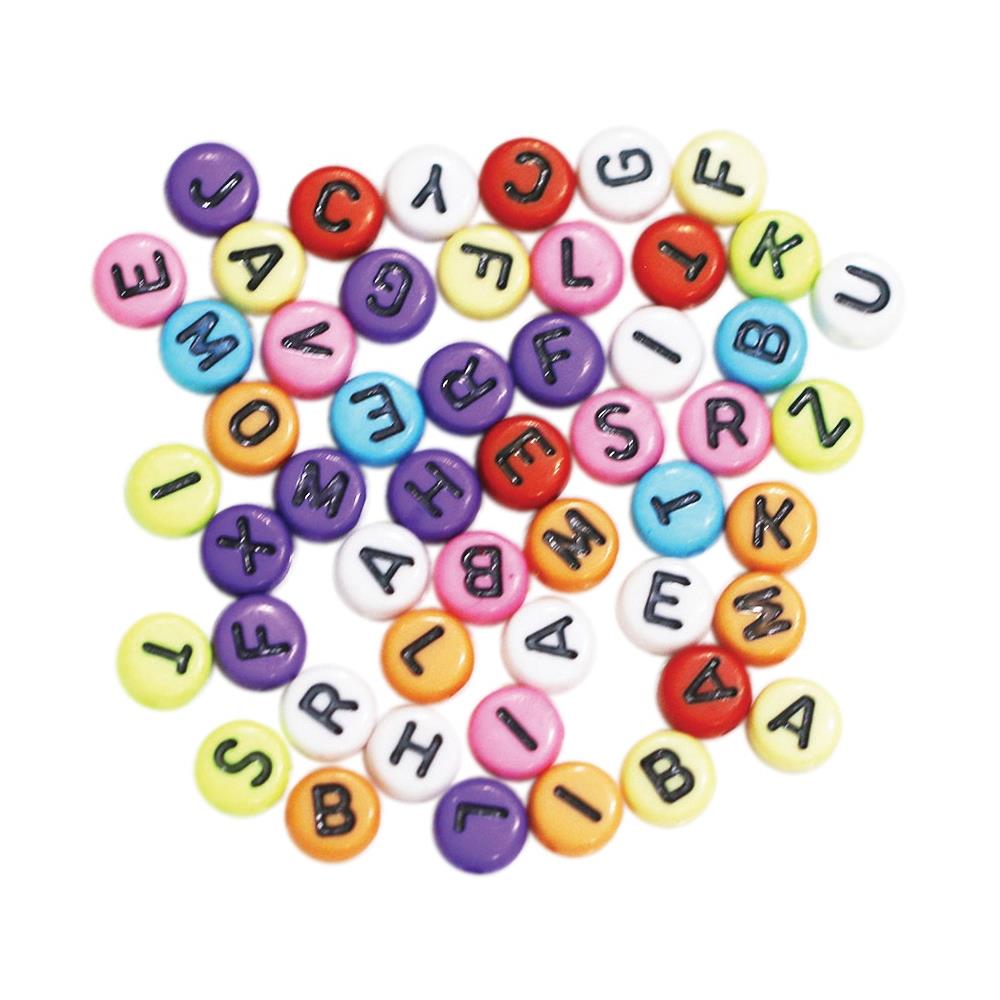 ROUND LETTER BEADS (50PK) - DRESS MY CRAFT