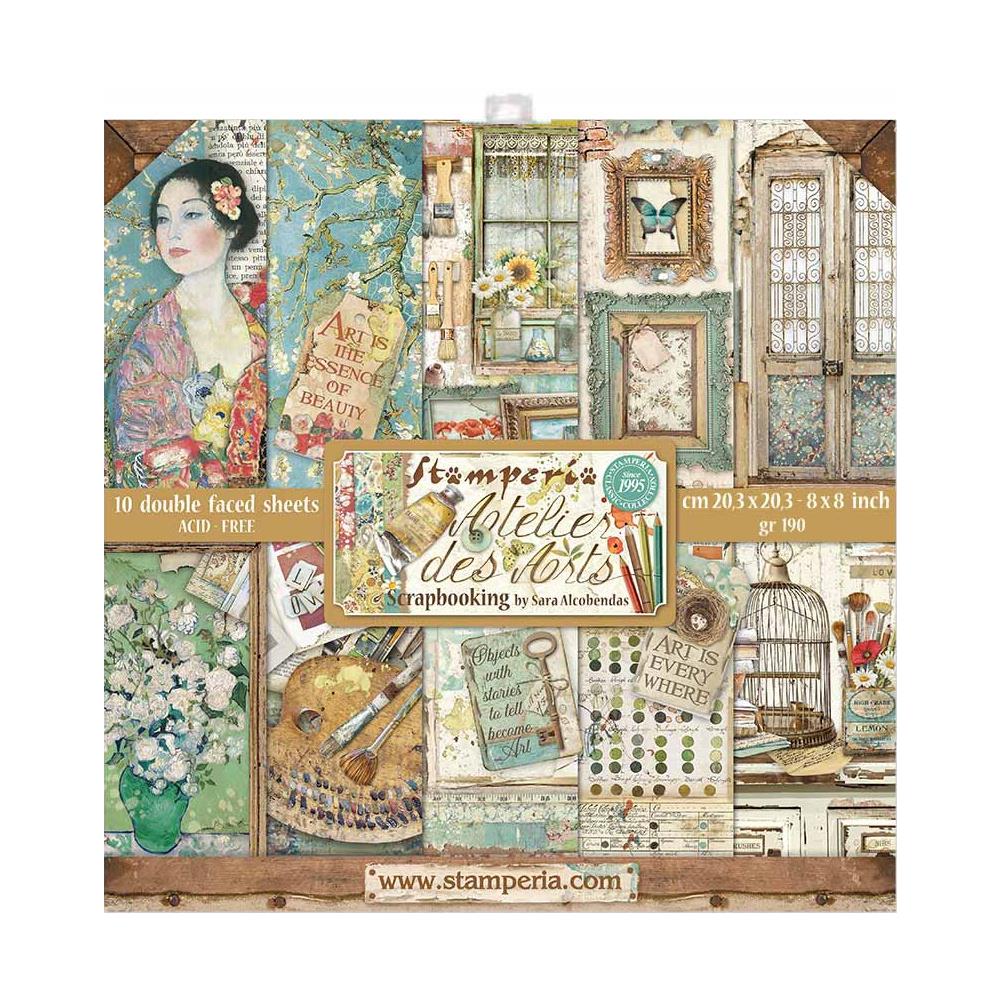 STAMPERIA DOUBLE SIDED 10 PAGE 8" X 8" PAPER PAD - ATELIER DES ARTS