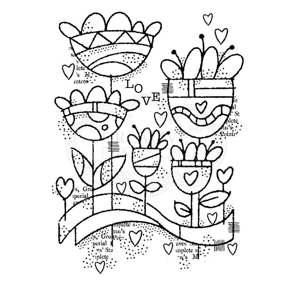 WOODWARE CLEAR STAMP FRS855 - LOVE GARDEN - 4" X 6"