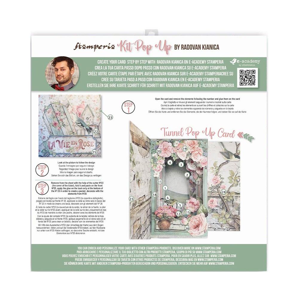 HOUSE OF ROSES TUNNEL POP UP CARD KIT BY STAMPERIA