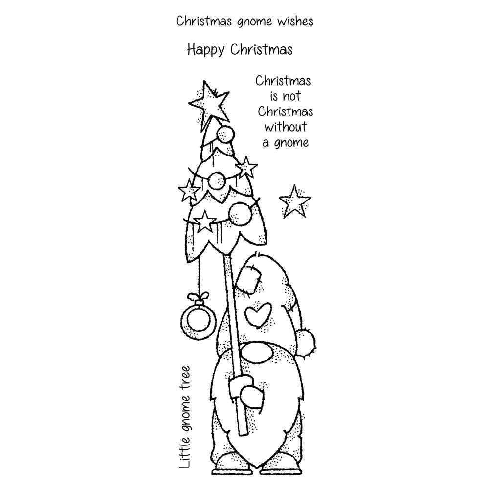 WOODWARE CLEAR STAMP FRS410 - TALL TREE GNOME - 8" X 2.6"