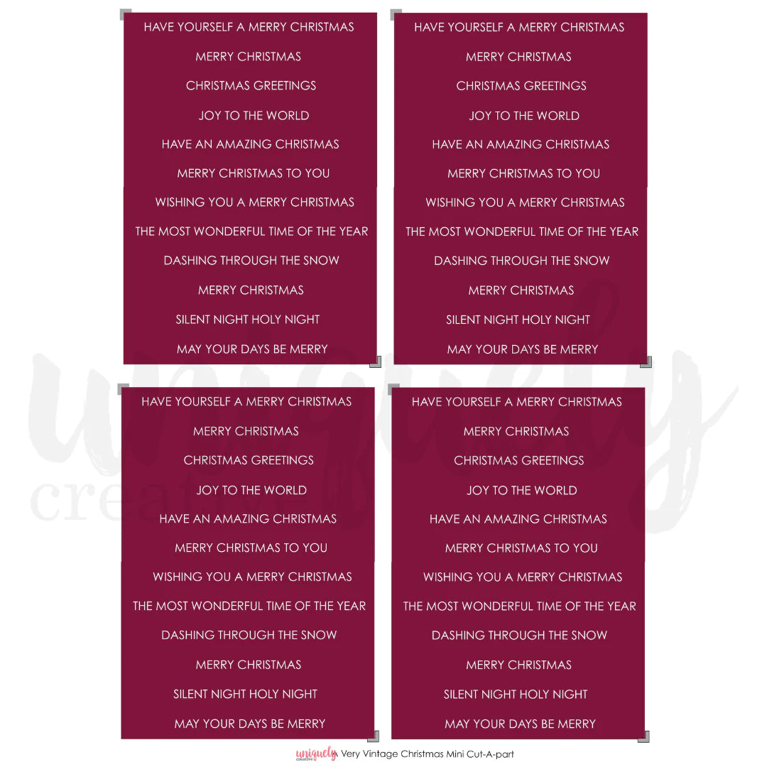 A VERY VINTAGE CHRISTMAS A4 MINI CUT-A-PART SHEET BY UNIQUELY CREATIVE