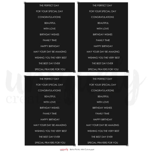 BOHO PICNIC A4 MINI CUT-A-PART SHEET BY UNIQUELY CREATIVE