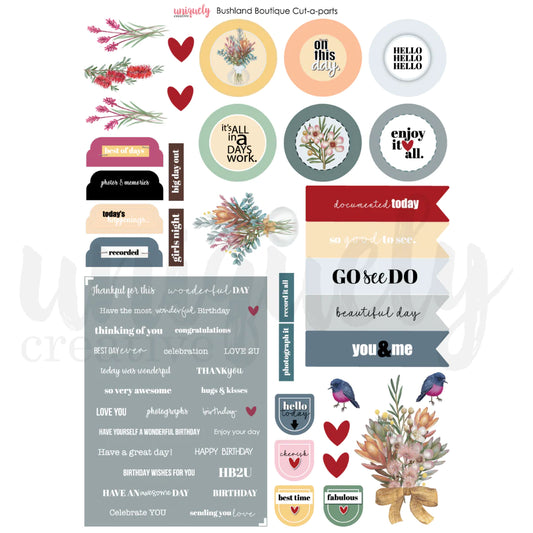 BUSHLAND BOUTIQUE A4 CUT-A-PART SHEET BY UNIQUELY CREATIVE