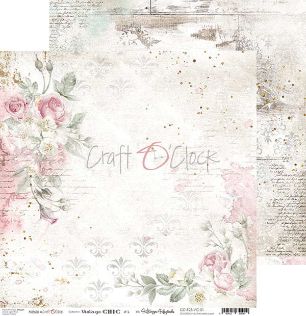 VINTAGE CHIC 12" X 12" SET OF PAPERS - CRAFT O'CLOCK