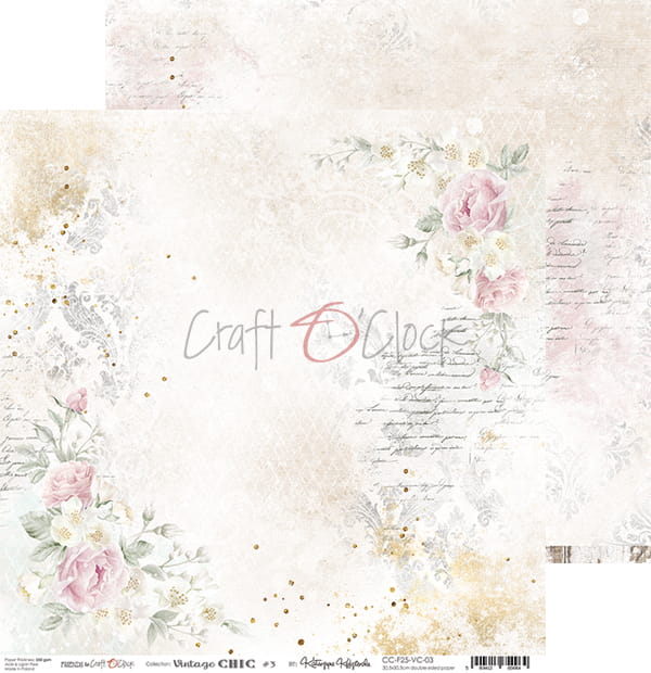 VINTAGE CHIC 12" X 12" SET OF PAPERS - CRAFT O'CLOCK