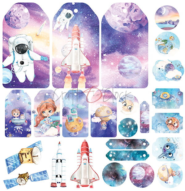 COSMIC ADVENTURES 12" X 12" SET OF PAPERS