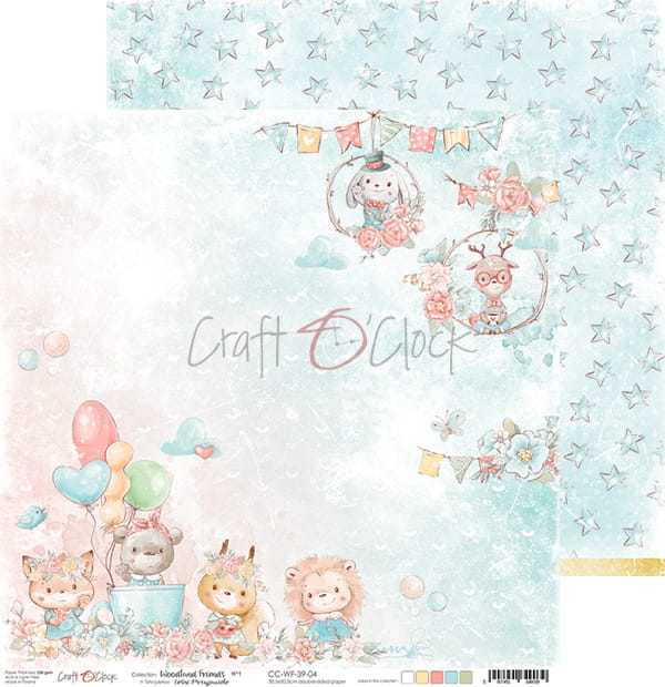 WOODLAND FRIENDS 12" X 12" SET OF PAPERS - CRAFT O'CLOCK